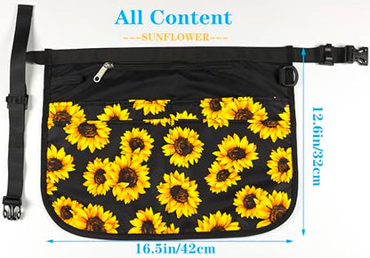 Waterproof Server Apron for Women with 5 Pockets,Quickly Put on and Take off Waitress Aprons,Work Apron for Bartender Barista - color: Sunflower
