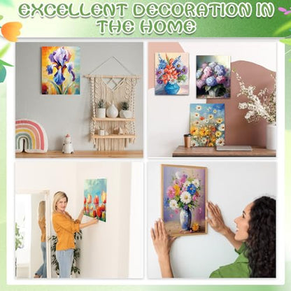 Zhanmai 72 Pcs 12 Sets Sip and Paint Kit Pre Drawn Canvas for Painting 8" x 10" Paint Party Canvas Painting Pre Printed Canvases for Party Favor DIY Virtual Adult's Date Night(Plant) - style: Flower