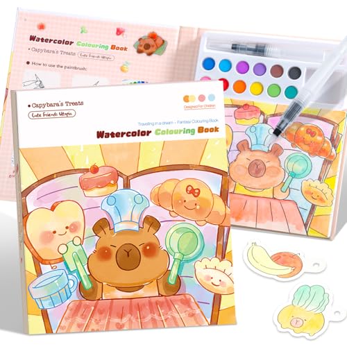 Paint with Water Coloring Books for Kids Ages 3-5, 4-8 – Cute Coloring Book for Teens,Arts and Crafts for Kids Ages 3 4 5 6 7 8+, Birthday Gift Toys for Girls Boys,Travel Toys-Capy - color: Capy（Orange）