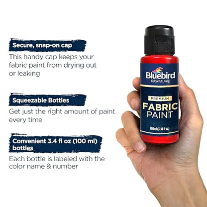 BLUEBIRD Fabric Paint, Silver, 3.4 Fl Oz, Permanent Fabric Paints for Clothes, Furniture Upholstery - color: Silver, size: 3.4 Fl Oz (Pack of 1)