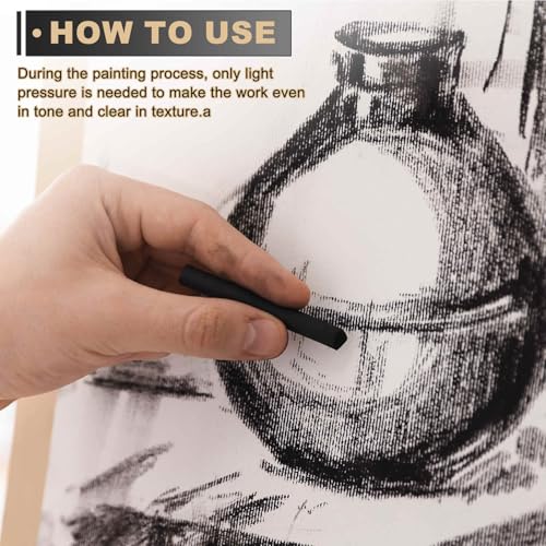 MECCANIXITY Willow Charcoal Sticks, 7-9 x 120mm Willow Charcoal Pencils Soft Sketch Vine Art Supplies Set for Drawing Sketching Shading Painting Artists (Black, Pack of 6) - size: 7-9 x 120mm
