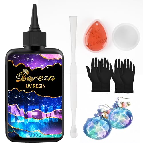 Bsrezn UV Resin, 100g Crystal Clear UV Resin Hard Type, Fast Curing Low Odor Self Leveling Resin UV Light Resin for Craft Jewelry Making - size: 100 g kit