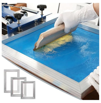 Screen Printing Kit, 3 Aluminum Frames, 5 Glitter Colors, Squeegee & Films for DIY T-Shirts - 6x10, 8x12, 10x14 inch 110 Mesh