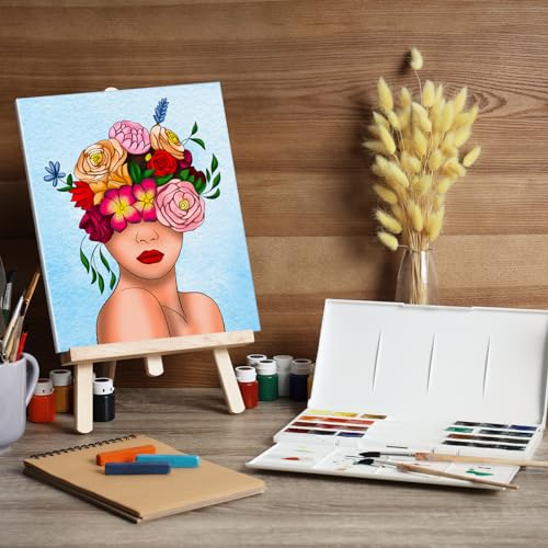COCHIE 6 Pack 8x10 Inches Flower Girls Pre Drawn Canvas to Paint for Sip and Paint Party, Pre Printed Framed Canvases Set, Floral Girl Pre Sketched Canvas for Painting for Adults Kids - style: Flower Girl