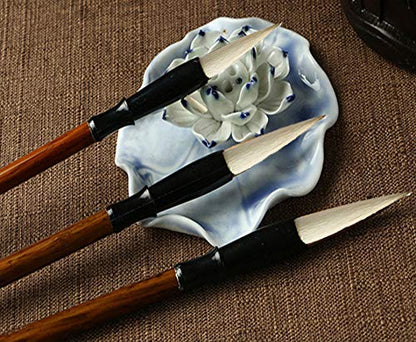Befiy Chinese Calligraphy Brush, Writing Drawing Watercolor Ink Brushes Hubi Painting Kanji Sumi Wolf Bamboo Brushes Set for Professional Beginner (White) - color: White