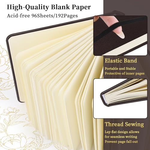 Square 5x5 inches 80gsm 96sheets/192 Pages Notebooks Blank Sketchbooks Travel Journal Pocket Hardcover Paint Writing Diary Memo Planner PU Leather Cover. Dark Brown - color: PU Cover-5x5in-Dark Brown