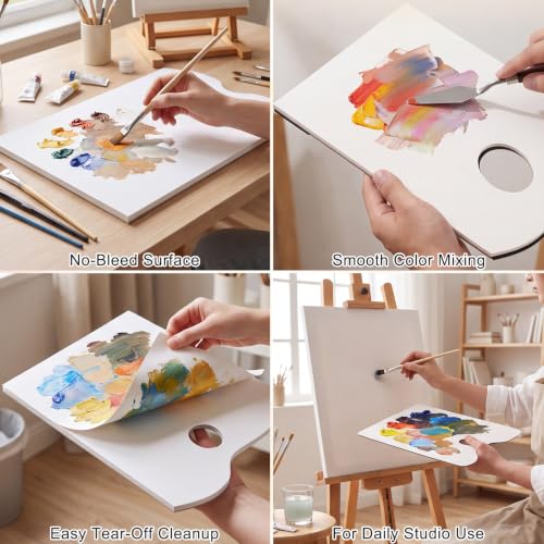 Palette Paper Pad, 11"x14" Disposable Paint Palette Paper, 40 Heavyweight Sheets (120gsm/73lb) for Oil, Acrylic, Watercolor - Mixing Palette Pad with Tear-Off Design - size: 11 x14 inch