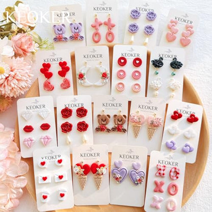 Keoker Valentine's Day Clay Cutters, Valentines Polymer Clay Cutters for Earrings Making, 20 Shapes Valentines Clay Cutters, Swan Clay Cutters for Polymer Clay Jewelry (ALL1) - color: ALL 1