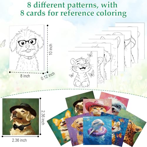 Cholemy 36 Pcs Paint and Sip Kit for Adults 8''x10'' Pre Drawn Canvas for Painting DIY Afro Acrylic Painting Kit Wood Easel Brushes Date Night Bulk for Summer 4th of July Party Gift(Animal) - style: Animals