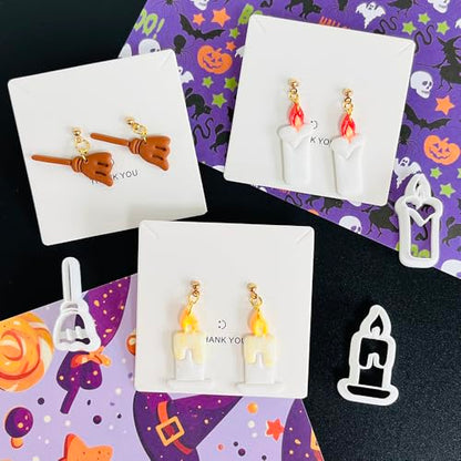 Xaekicr Halloween Polymer Clay Cutters Set – 8pcs Halloween Clay Cutters for Polymer Clay Jewelry, Clay Earring Cutters and Molds – Pumpkin, Tombstone, Witch Hat Clay Tools for DIY Crafts - color: C color
