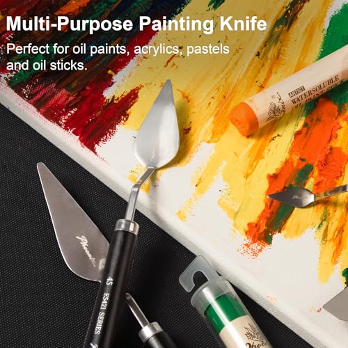 PHOENIX Flexible Palette Knife Set - 5 Pieces Stainless Steel Painting Knives, Art Knife with Wood Handle, Paint Spatula for Oil Acrylic Paint - Painting Tools for Artists