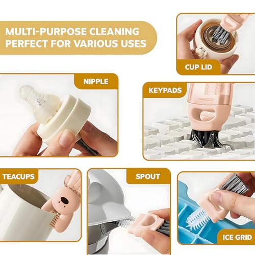Cup Lid Cleaning Brush, 3 in 1 Cup Cleaner Brush New Multifunctional Lid Cleaner Lid Brush Cleaning Tool Multipurpose Bottle Gap Cleaner Brush Red - color: Red