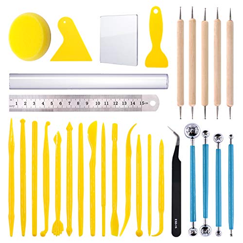 Swpeet 22Pcs Modeling Clay Sculpting Tools Kits, Ball Stylus Tool, Pottery Tools, Rubber Tip Pens, Plastic Clay Tools, Sculpting Kit for Making Modeling Clay Cake Fondant Decoration,Clay,Ceramics - color: N0.8 30Pcs Modeling Clay Sculpting Tools Kit