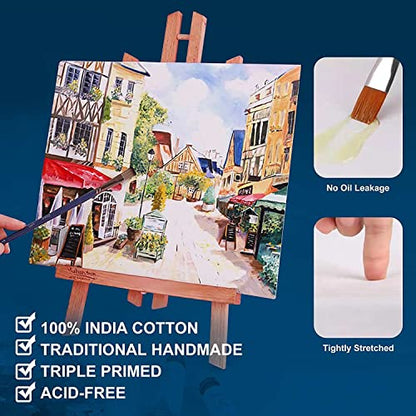 Stretched Canvases for Painting 8x8 Inch 7-Pack, 10 oz Triple Primed Acid-Free 100% Cotton Blank Canvas, Square Canvas for Oil Paint Acrylics Pouring & Wet Art Media, Pour Painting - size: 8"x8"(7-Pack), style: Studio