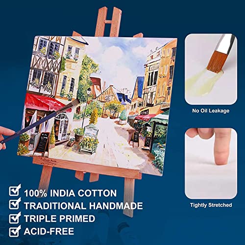 Large Canvases for Painting 20x20 Inch 2-Pack, 12.3 oz Triple Primed Acid-Free 100% Cotton Stretched Canvas, Blank Large Canvas for Oil Paint Acrylics Pouring & Wet Art Media - size: 20"x20"(2-Pack), style: Studio
