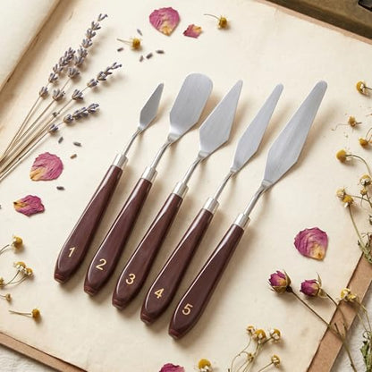 11 Pcs Palette Knife Set 5 Pcs Stainless Steel Palette Knives With 6 Plastic Paint Scraper, Painting Tools for Oil, Canvas, Acrylic Painting and Cake Decorating Applications