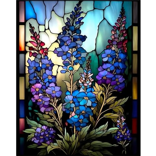 HITO Flower Paint by Number for Adults-Paint by Numbers for Adults Beginner, Florals Paint by Numbers for Gift Home Wall Decor (Flowers, 16x20 inch) - color: Larkspur