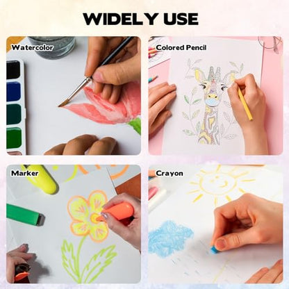 AIHSUMC 200 Sheets 9" x 12" Watercolor Paper Bulk, 110lb / 230gsm Cold Press White Thick Watercolor Paper Pad for Painting & Drawing – Art Supplies for Kids, Students & Adults