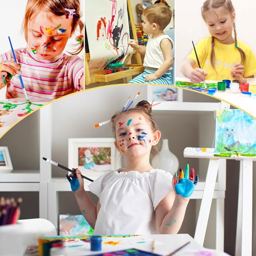 30Pcs Paint Brushes for Acrylics Painting Kids Paintbrushes Flat Nylon Hair Crafts Brush Small Oil Watercolors Artist Supplies Bulk for Children and Adult, Black - color: Black