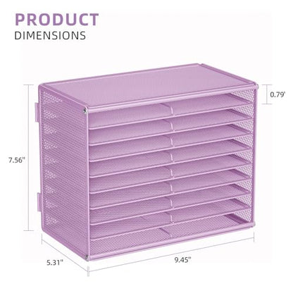 Marbrasse Mesh Marker Organizer, Metal Desktop Storage Rack for 126 Markers, Pens, Pencils, 9 Tier Marker Holder for Office Classroom & Home Art Supplies(Purple)