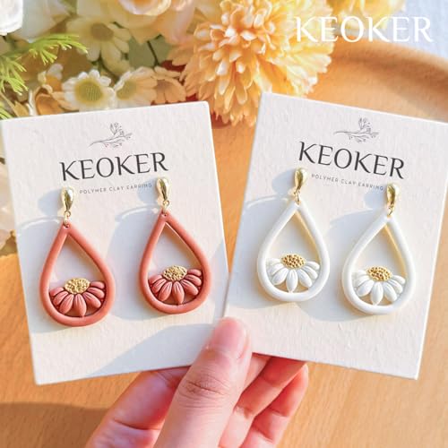 Keoker Flower Clay Cutter- Spring Polymer Clay Cutters, Polymer Clay Flower Cutters, 10 Shapes Floral Clay Earrings Cutters, Boho Clay Cutters for Polymer Clay Jewelry (A)