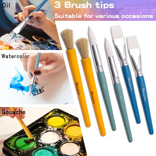 24 Pcs Paintbrush Variety Classpack, Back to School Art Supplies for Kids, Flat & Round Paint Brushes for Toddlers & Classrooms, Easy Grip - size: 24PCS