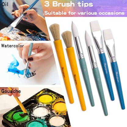 24 Pcs Paintbrush Variety Classpack, Back to School Art Supplies for Kids, Flat & Round Paint Brushes for Toddlers & Classrooms, Easy Grip - size: 24PCS