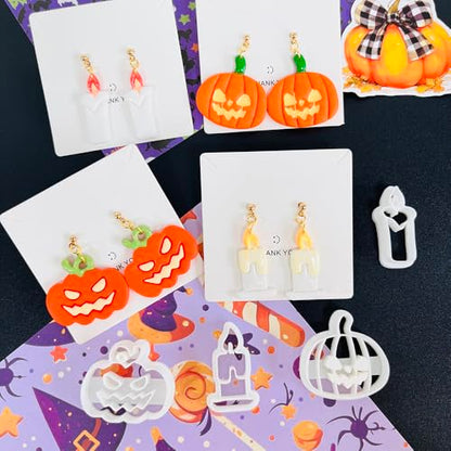 Xaekicr Halloween Polymer Clay Cutters Set – 8pcs Halloween Clay Cutters for Polymer Clay Jewelry, Clay Earring Cutters and Molds – Pumpkin, Tombstone, Witch Hat Clay Tools for DIY Crafts - color: C color