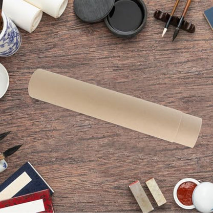 GANAZONO Extendable Scroll Storage Box 13.58 Inch Kraft Paper Calligraphy Scroll Holder Adjustable Painting Poster Document Mailing Tube - color: Khaki