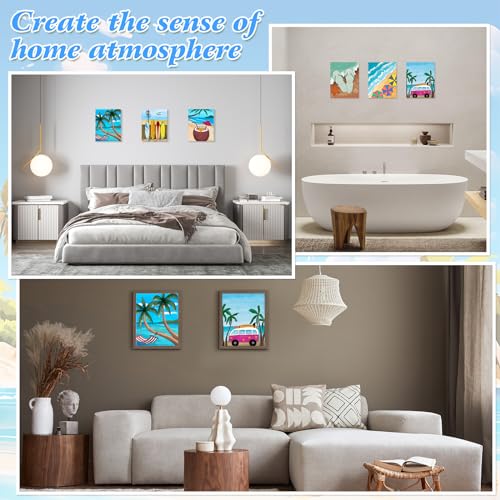 COCHIE 6 Pack 8x10 Inches Summer Beach Pre Drawn Canvas to Paint for Sip and Paint Party, Pre Printed Framed Canvases Set, Coconut Surfboard Parasol Pre Sketched Canvas for Painting for Adults Kids - size: 8x10 Inches, style: Summer