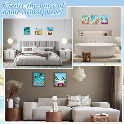 COCHIE 6 Pack 8x10 Inches Summer Beach Pre Drawn Canvas to Paint for Sip and Paint Party, Pre Printed Framed Canvases Set, Coconut Surfboard Parasol Pre Sketched Canvas for Painting for Adults Kids - size: 8x10 Inches, style: Summer