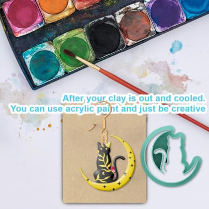 beinkmake 20Pcs Cats Polymer Clay Cutters Moon Kitten Clay Earrings Cutters Cute Cat Polymer Jewelry Cutter for Earrings Making Birthday Party DIY Supplies - style: Cat