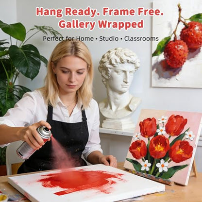 Stretched Canvases Cotton Linen for Oil & Heavy Acrylics 6-Pack 3 Sizes | includes 10x12, 14x18, 18x24, 400gsm cotton linen blend, triple gesso primed, deep frame, Warp-Resistant