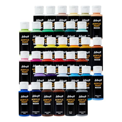 Artkey Acrylic Paint Set - 36 Colors 2 oz/59 ml Acrylic Paints Professional Artists Painting Kit for Canvases Fabric Rock Leather Easter Egg Wood Ceramic Glass Art Craft Painting - color: 36 Colors, style: Basics