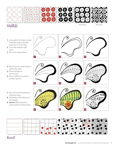 Zentangle 11: Lettering, Quotes, & Inspirational Sayings, Workbook Edition (Design Originals) 30 Original Tangles, Easy Practice Exercises and Techniques for Beginners, Beautiful Examples, and More