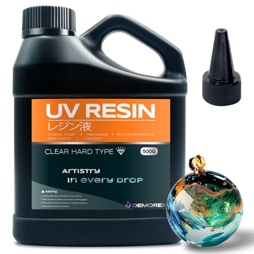 UV Resin 500g, Demorex Upgrade UV Resin Kit, Low Odor Crystal Clear Epoxy, Fast Cure for Jewelry Making, Molds, DIY Craft Decoration, Bonding, Casting and Coating - size: 500g