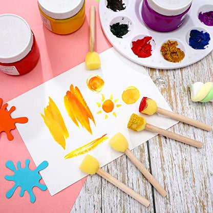 Outus 40 Pieces Round Sponge Foam Brush Set Paint Sponge Daubers with Wooden Handle Foam Stencil Brush Painting Tools for Kids Painting Crafts(0.8 Inch) - size: 0.8 Inch