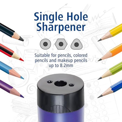 STAEDTLER pencil sharpener, premium quality sharpener with screw-on lid, prevents accidental openings, compact size for pencil case and work-station, 511 63BK