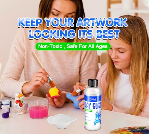 Air Dry Clay Glaze - 6.8oz Transparent High Gloss Waterproof , Pottery & Polymer Clay Glaze, Anti-Scratch Wear Crack Varnish for Sealing Acrylic Painting, DIY Pottery, Wood & Acrylic Art