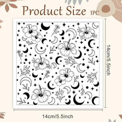 CHGCRAFT Flowers and Moon Polymer Clay Texture Sheets Leaves Seamless Pattern Silicone Texture Stamp Clay Texture Mat Modeling Pattern Pad Sheets for Jewelry and Earrings Tools, 5.5x5.5 inch - style: Flowers and Moon