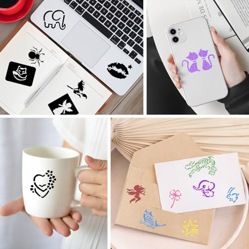 8 Temporary Tattoo Stencils, 108 PCS Henna Stencils Reusable Tattoo Stencils for Face Body Art Painting for Women Men Adults - color: 8sheets, 108pcs