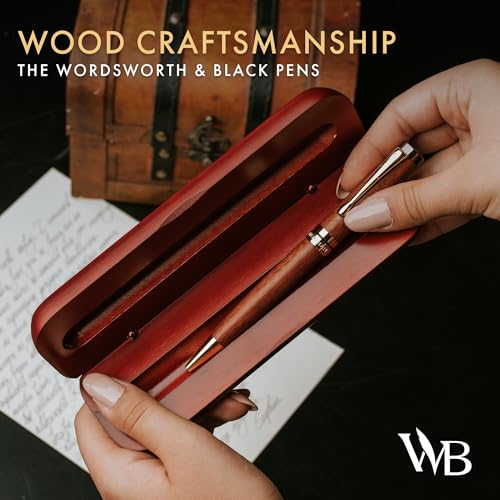 Wordsworth and Black Ballpoint Pen Set - Stunning Luxury Pen Bamboo Rosewood Gold Finish, Refillable, Best Ball Pen for Men & Women, Black Ink Refill, Elegant, Point Pen - color: Rosewood