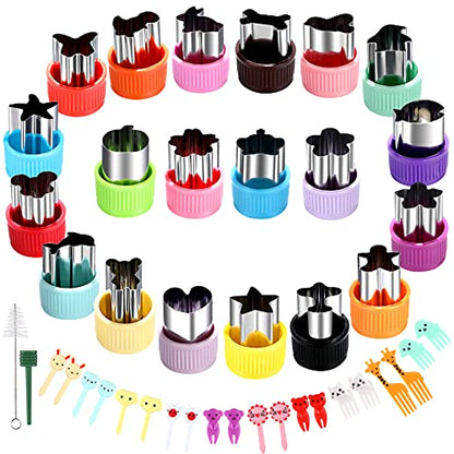 MUYIYAMEI Vegetable Cutter Shape Set, Mini Cookie Cutters,Biscuit Cutter to Decorate Food, Baking and Food Supplement tool Accessories Kitchen Crafts, (20PCS+20Fork)