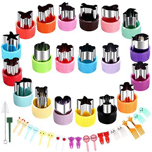 MUYIYAMEI Vegetable Cutter Shape Set, Mini Cookie Cutters,Biscuit Cutter to Decorate Food, Baking and Food Supplement tool Accessories Kitchen Crafts, (20PCS+20Fork)