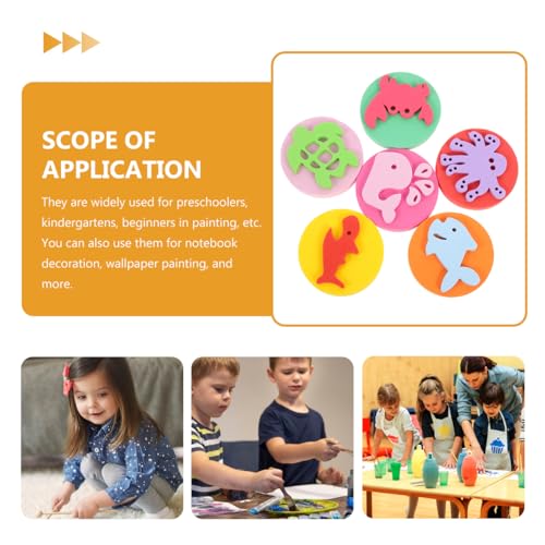 DOITOOL 6Pcs Kids Painting Sponge Stamps Set DIY Foam Seal with Ocean Animal Shapes for Preschool Craft Art Easy Clean Portable 2.28 Inch
