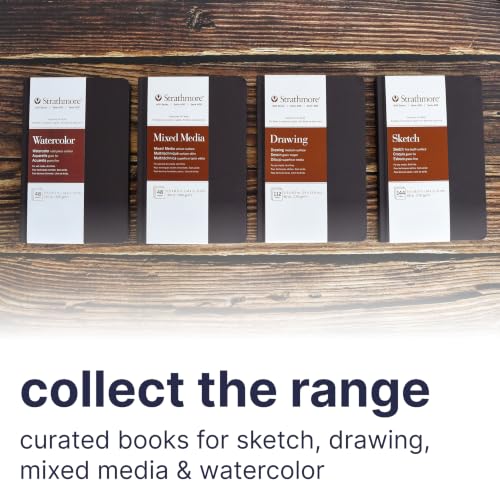 Strathmore 400 Series Mixed Media Paper Art Book, Matte Brown Cover, Natural White, Hardbound, 24 Sheets, 8.5x11 inch - size: 8.5x11 inch, style: Hardbound