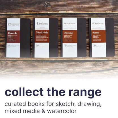 Strathmore 400 Series Mixed Media Paper Art Book, Matte Brown Cover, Natural White, Hardbound, 24 Sheets, 5.5x8.5 inch - size: 5.5x8.5 inch, style: Hardbound