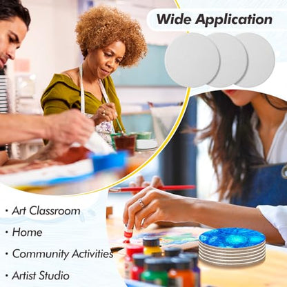 Engrowtic 50 Pcs Magnetic Painting Canvas Panel Mini Canvas Boards for Painting Mini Tile Art for Fridge Locker Art Crafts DIY(5 in,Round) - size: 5 in, style: Round