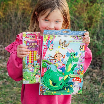 eeBoo: Fairytale Dragon Spiral Bound Blank Sketchbook - 60 Pages, 140 GSM/95 LB Paper, 8.5x11, Eco-Friendly, Kids Art Supplies - style: Fairytale Dragon