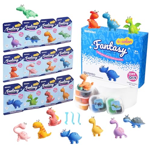 Both idea Air Dry Clay Kit, Dino Theme | 12 Packs, Non-Toxic Kids Gift | School & Party: Perfect for classroom art activities, birthday party favors, creative family DIY, and holiday celebrations. - style: Dinosaur Era